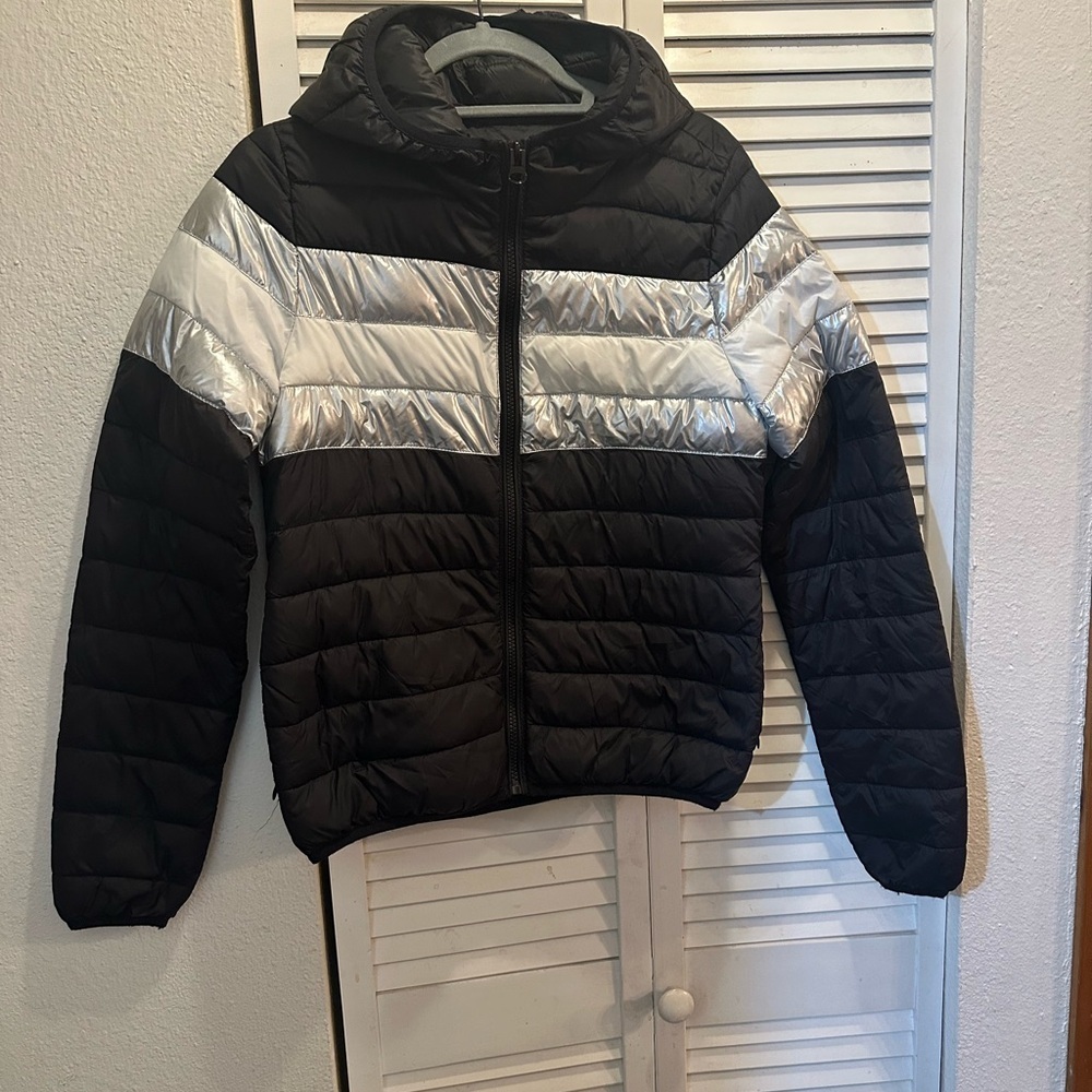 Kids Black and Silver Puffer Jacket
